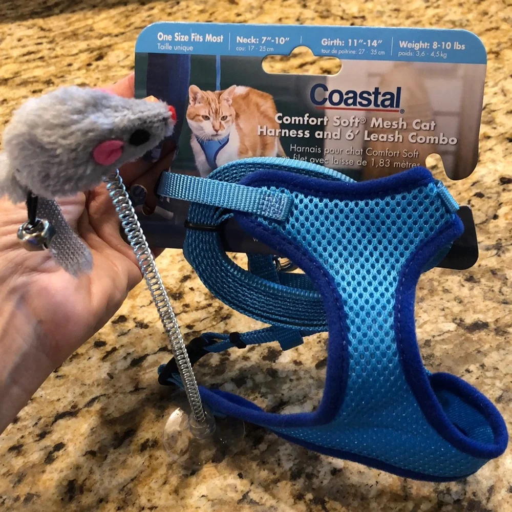 Coastal Comfort Soft Mesh Cat Harness and 6